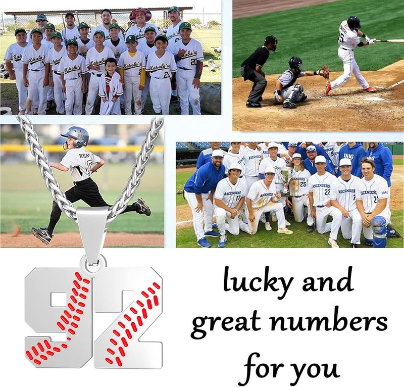 Wikavanli Personalized Baseball Jersey Number 00-99 Necklace - Stainless Steel Baseball Chain Pendant Necklace - Team Jewelry Gift for Boys, Girls, Men, Women - Image 3